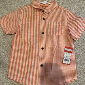 Cat & Jack Red and White Striped Button Down Shirt